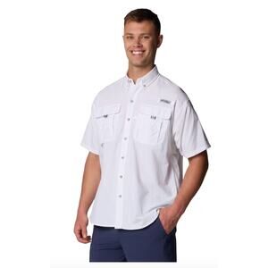 Columbia Shirt Mens XL White Bahama II PFG Fishing Omni Shade Button Up UPF 50